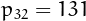 $p_{32}=131$